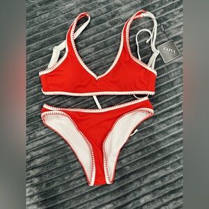 Zaful Vibrant Red and White Swimwear